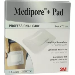 MEDIPORE+Pad 3M 5x7.2cm 3562NP Gipsz, 5 db