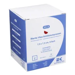VLIES-SCHLITZKOMPRESSEN 7,5x7,5 cm steril 6x, 25X2 db