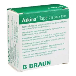 ASKINA Szalag Pfl.unelast.2,5 cmx10 m fehér, 1 db