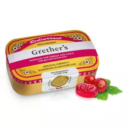GRETHERS Piros ribizli+C-vitamin cukormentes pasztillák, 110 g