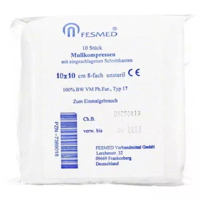 MULLKOMPRESSEN ES 10x10 cm nem steril 8x, 10 db