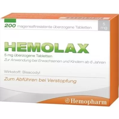 HEMOLAX 5 mg-os bélsavmentes tabletta, 200 db