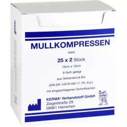 MULLKOMPRESSEN 10x10 cm steril 8x BW, 25X2 db