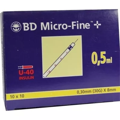 BD MICRO-FINE+ Inzulinszpr.0,5 ml U40 8 mm, 100X0,5 ml