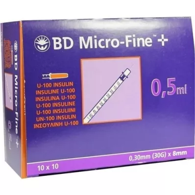 BD MICRO-FINE+ Inzulinszpr.0,5 ml U100 8 mm, 100X0,5 ml