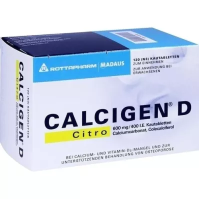 CALCIGEN D Citro 600 mg/400 NE rágótabletta, 120 db