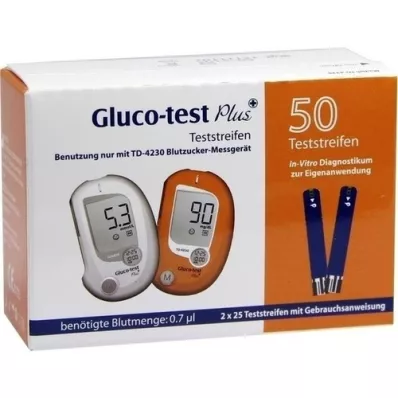 GLUCO TEST Plus vércukor tesztcsíkok, 50 db