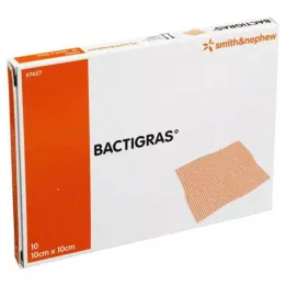 BACTIGRAS fertőtlenítő paraffinos géz 10x10 cm, 10 db