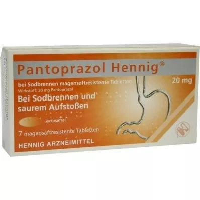 PANTOPRAZOL Hennig b.Sodbrennen 20 mg msr.Tabl., 7 db