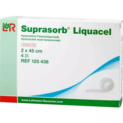 SUPRASORB Liquacel hydroakt.Faserverb.2x45 cm, 4 db