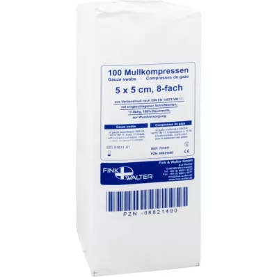 MULLKOMPRESSEN 5x5 cm nem steril 8x, 100 db