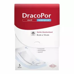 DRACOPOR vízálló sebkötszer 8x15 cm steril, 5 db