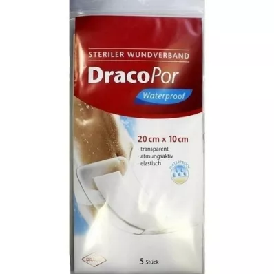 DRACOPOR vízálló sebkötszer 10x20 cm steril, 5 db