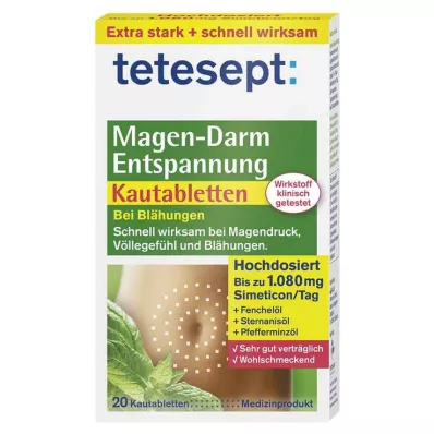 Tetesept gyomor-bélrendszeri relaxációs rágótabletta, 20 db Tetesept gyomor-bélrendszeri relaxációs rágótabletta, 20 db