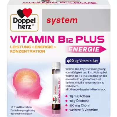 DOPPELHERZ B12-vitamin Plus rendszerű ivóampullák, 10X25 ml