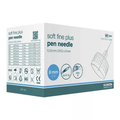 Klinion Soft finom plusz kanülök 8mm 31G 0,25mm, 110 db Klinion Soft finom plusz kanülök 8mm 31G 0,25mm, 110 db