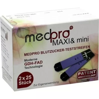 MEDPRO Maxi &amp; mini vércukor tesztcsík, 2X25db