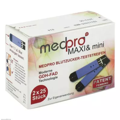 Medpro Maxi &amp; Mini vércukormérő csíkok egy-, 2x25 db