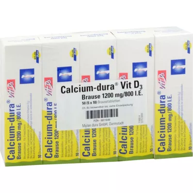 CALCIUM DURA Vit D3 pezsgőtabletta 1200 mg/800 NE, 50 db