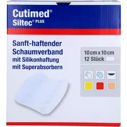 CUTIMED Siltec Plus habszivacs kötszer 10x10 cm ragasztó, 12 db