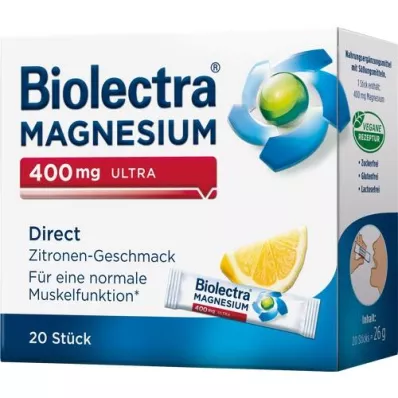 BIOLECTRA Magnézium 400 mg ultra Direct Lemon, 20 db