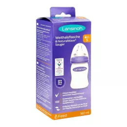 LANSINOH 160 ml-es széles nyakú palack S szívófejjel, 1 db