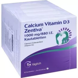 CALCIUM VITAMIN D3 Zentiva 1000 mg/880 NE rágótabletta, 100 db