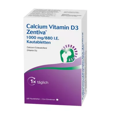 Calcium Vitamin D3 Zentiva 1000 mg / 880 NE rágótabletta, 100 db