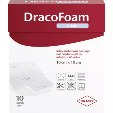 DRACOFOAM Infekciós habkötszer 10x10 cm, 10 db