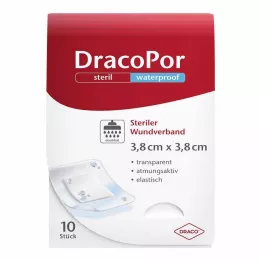 DRACOPOR vízálló sebkötszer 3,8x3,8 cm steril, 10 db