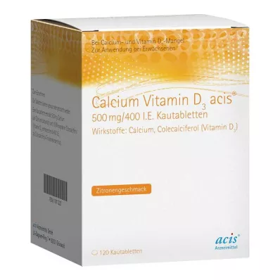 Calcium Vitamin D3 acis® 500 mg/400 NE rágótabletta, 120 db