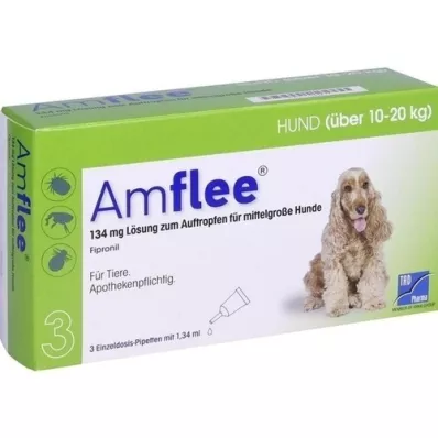 AMFLEE 134 mg-os spot-on oldat közepes testsúlyú kutyáknak 10-20 kg, 3 db