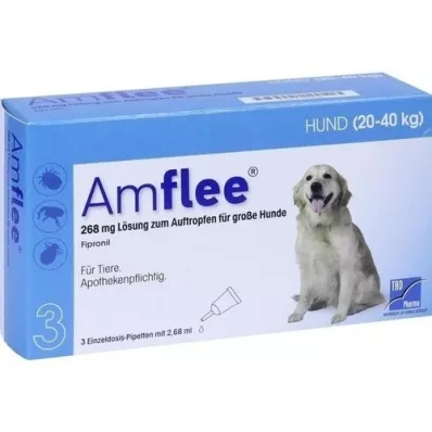 AMFLEE 268 mg-os spot-on oldat nagytestű, 20-40 kg-os kutyáknak, 3 db