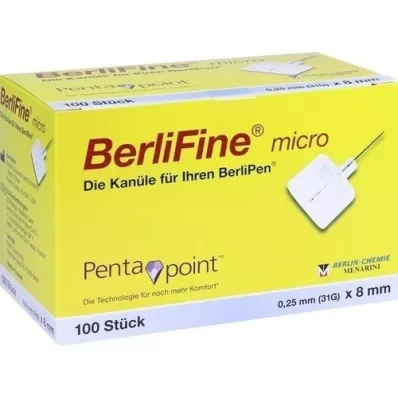 BERLIFINE mikrokanül 0,25x8 mm, 100 db