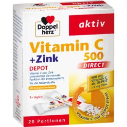 DOPPELHERZ C-vitamin 500+Cink Depot DIRECT Pellet, 20 db