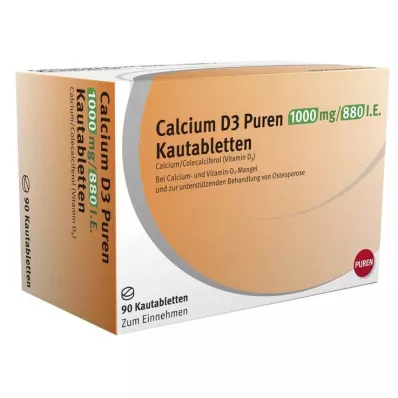 Calcium D3 Puren 1000 mg / 880 NE rágótabletta, 90 db Calcium D3 Puren 1000 mg / 880 NE rágótabletta, 90 db