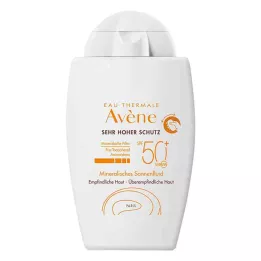 AVENE Ásványi fényvédő folyadék SPF 50+ színezetlen, 40 ml