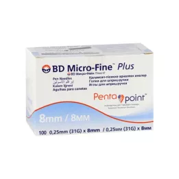 BD MICRO-FINE+ 8 db 0,25x8 mm-es tolltű, 100 db