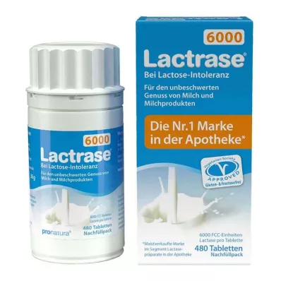 Lactrase 6000 FCC tabletta click adagoló utántöltő csomag, 480 db