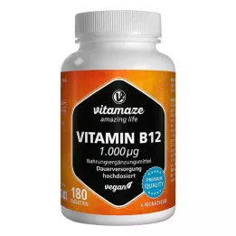 VITAMIN B12 1000 µg nagy dózisú vegán tabletta, 180 db