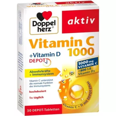 DOPPELHERZ C-vitamin 1000+D-vitamin Depot aktív, 30 db