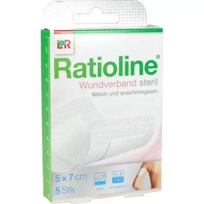 RATIOLINE 7x5 cm-es steril sebkötszer, 5 db