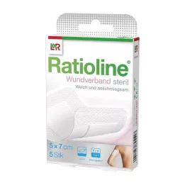 RATIOLINE 7x5 cm-es steril sebkötszer, 5 db