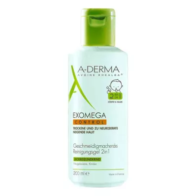 Aderma Exomega Control tisztító gél 2 az 1-ben (200 ml)