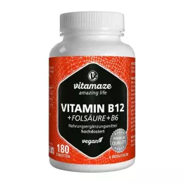VITAMIN B12 1000 µg nagy dózisú +B9+B6 vegán tabletta, 180 db