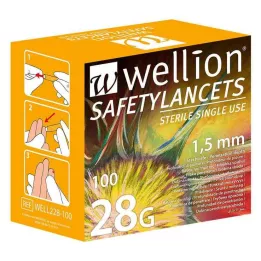 WELLION Safetylancets 28 G biztonsági zománcok, 100 db