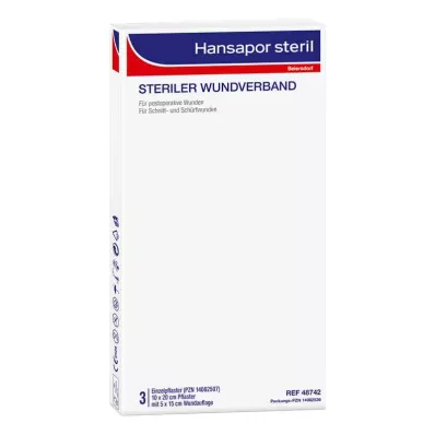 HANSAPOR steril sebkötszer 10x20 cm, 3 db