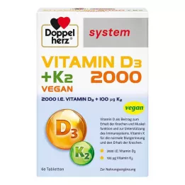 DOPPELHERZ D3-vitamin 2000+K2 rendszerű tabletta, 60 db