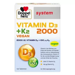 DOPPELHERZ D3-vitamin 2000+K2 rendszerű tabletta, 120 db