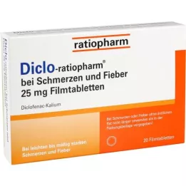 DICLO-RATIOPHARM fájdalomra és lázra 25 mg FTA, 20 db